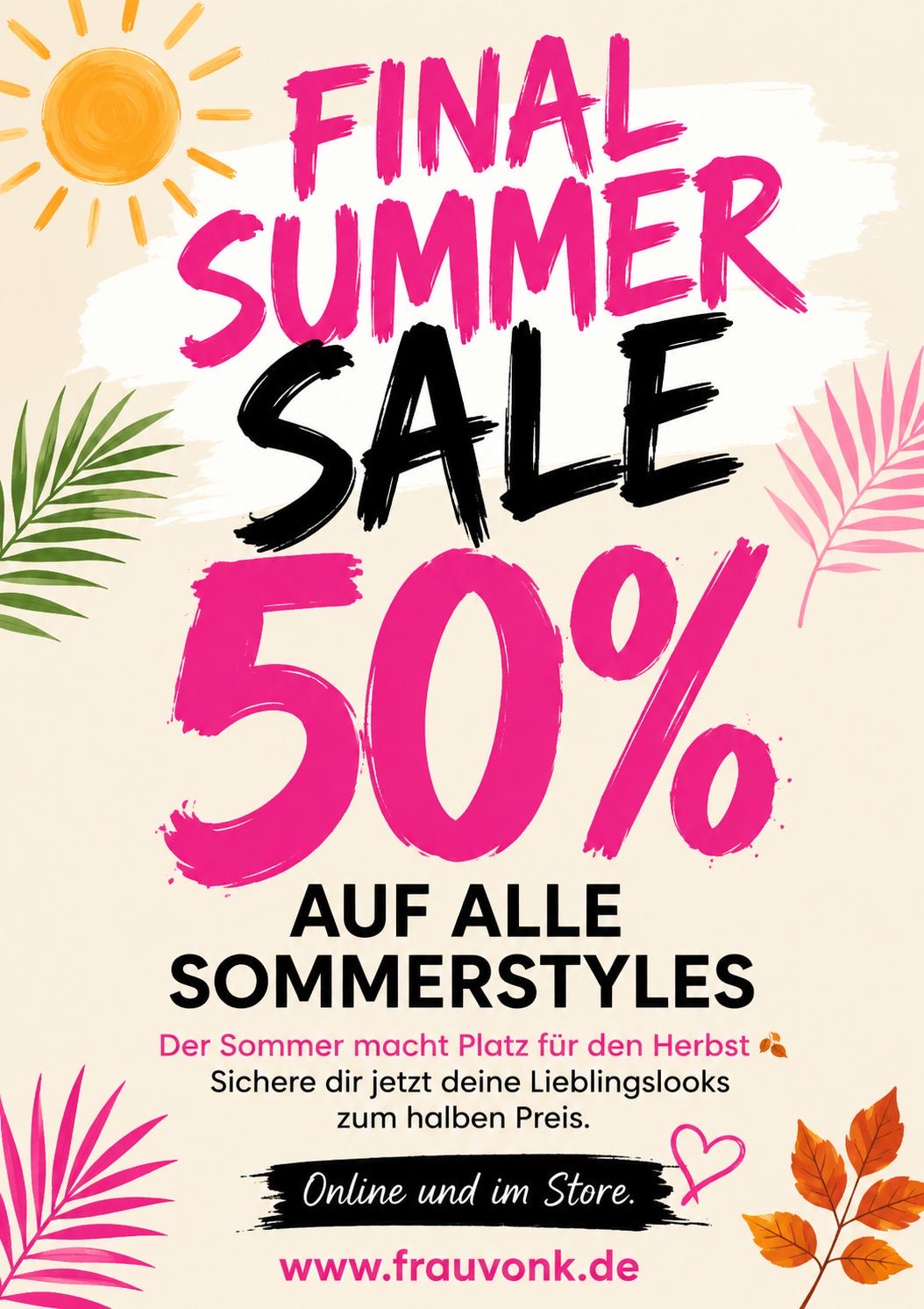 Mit dem Code "Sommer" bekommt Ihr 50% auf ausgewählte Sommerteile