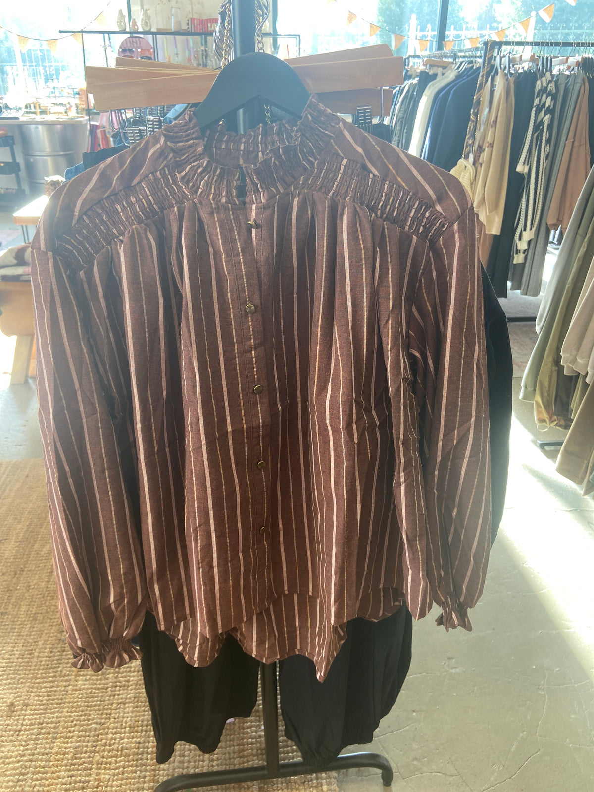 Boho-Shirt mit Lurex – Marron