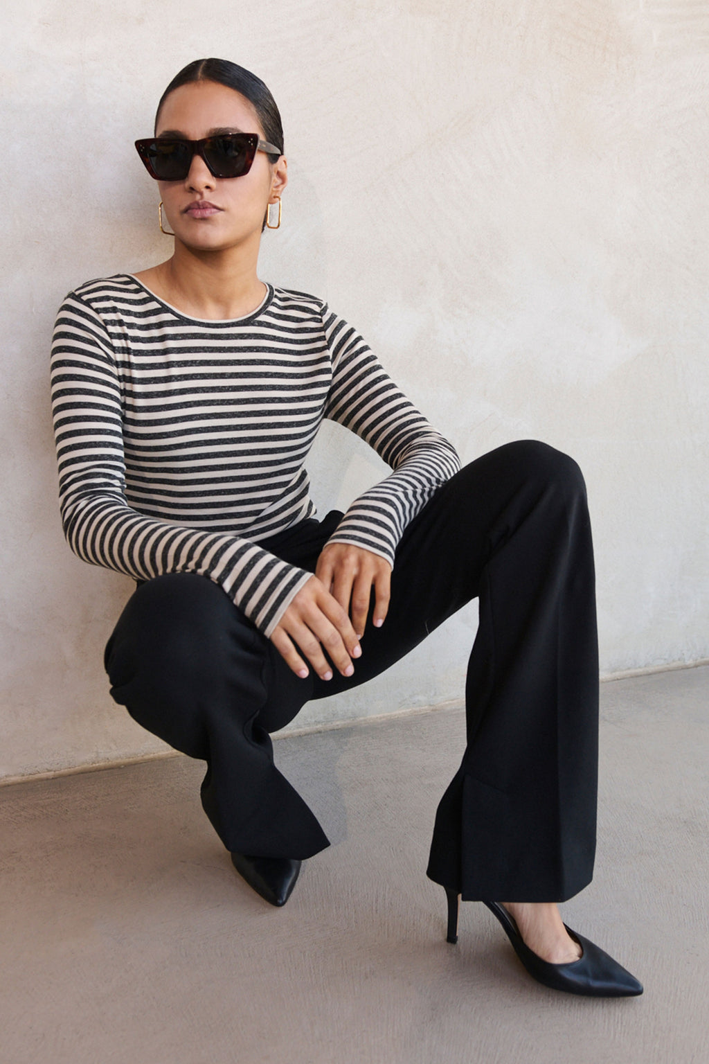 by-bar Basic LongSleeve Stripe Top – chalk