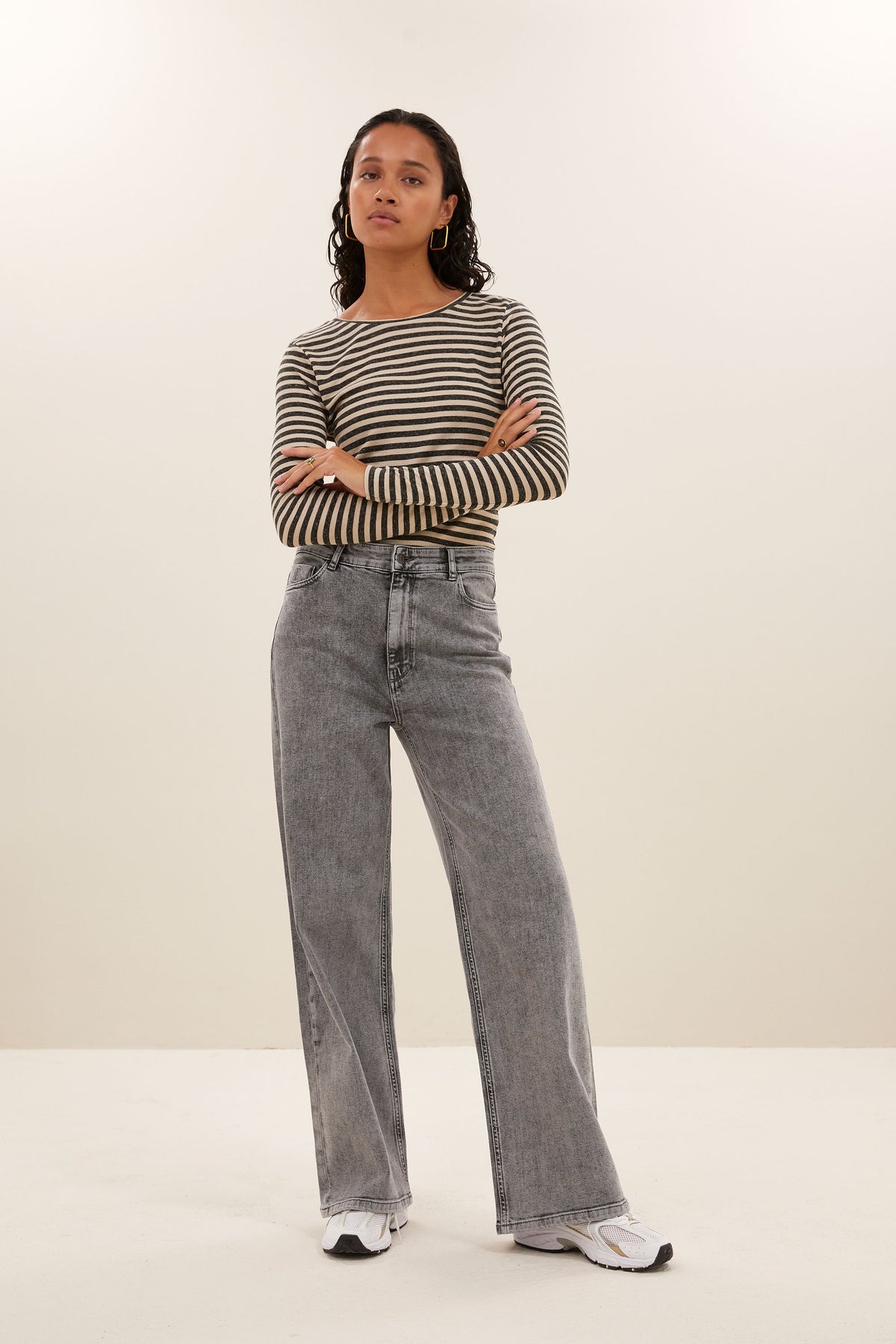 by-bar Basic LongSleeve Stripe Top – chalk