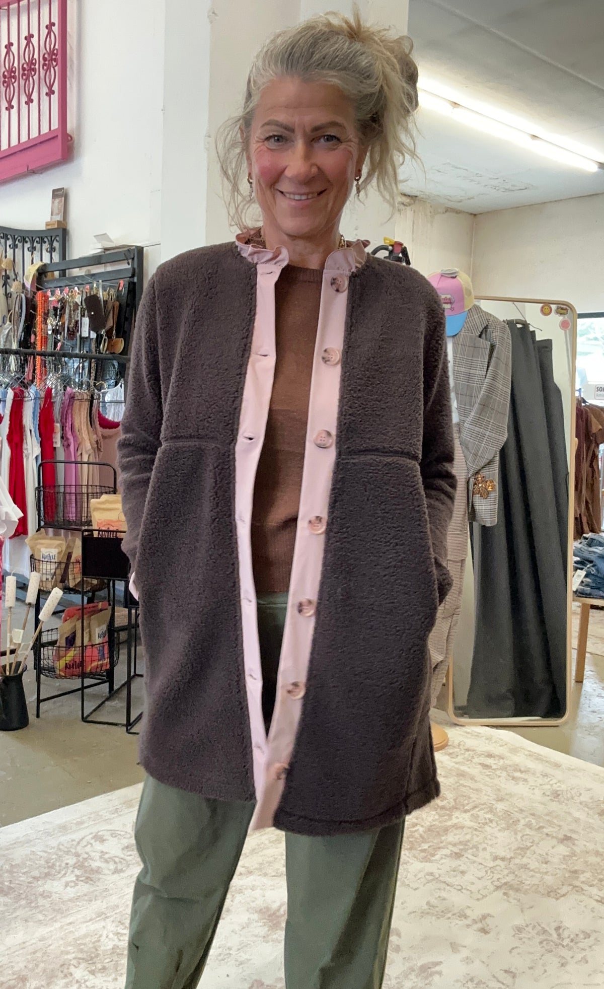 Wasabi Teddy Jacke – Chocolate Plum Combi