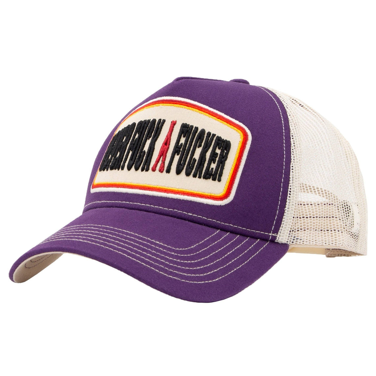 Trucker Cap 'Never Fuck A Fucker' in Pflaume
