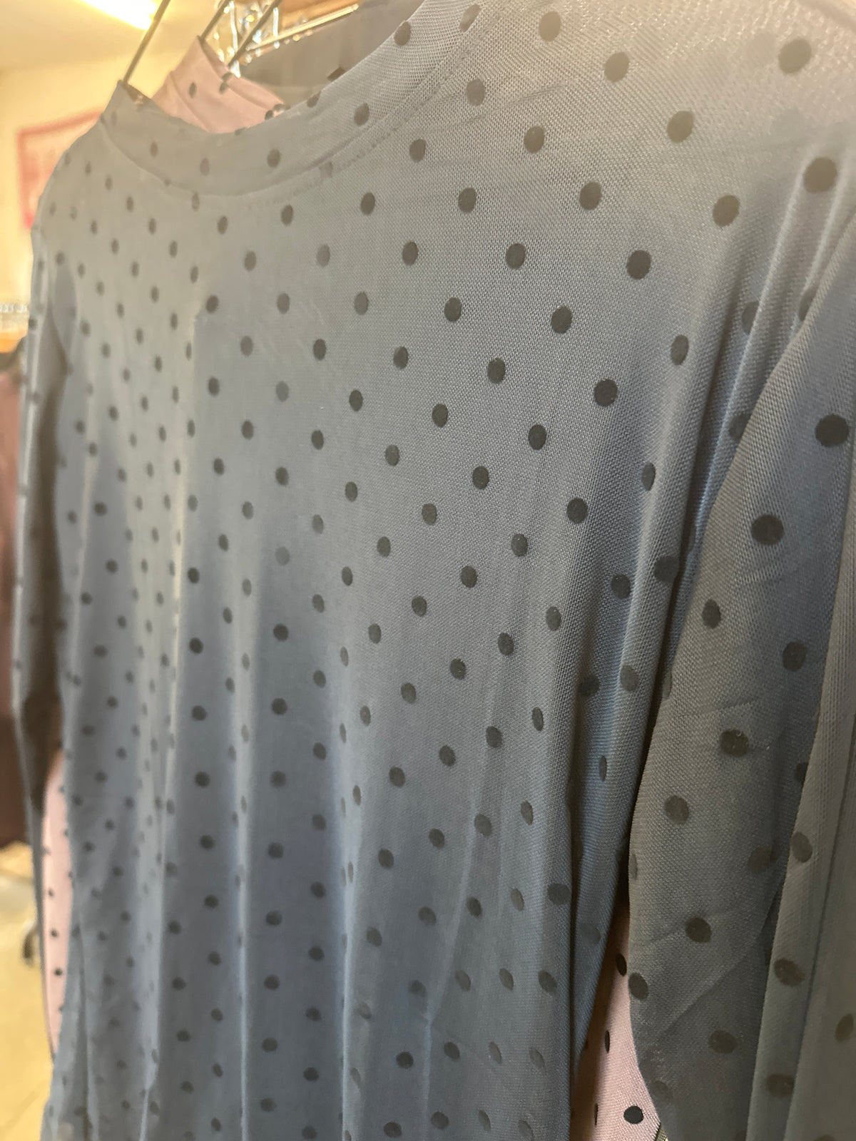 Black Colour Dotted Mesh Blouse
