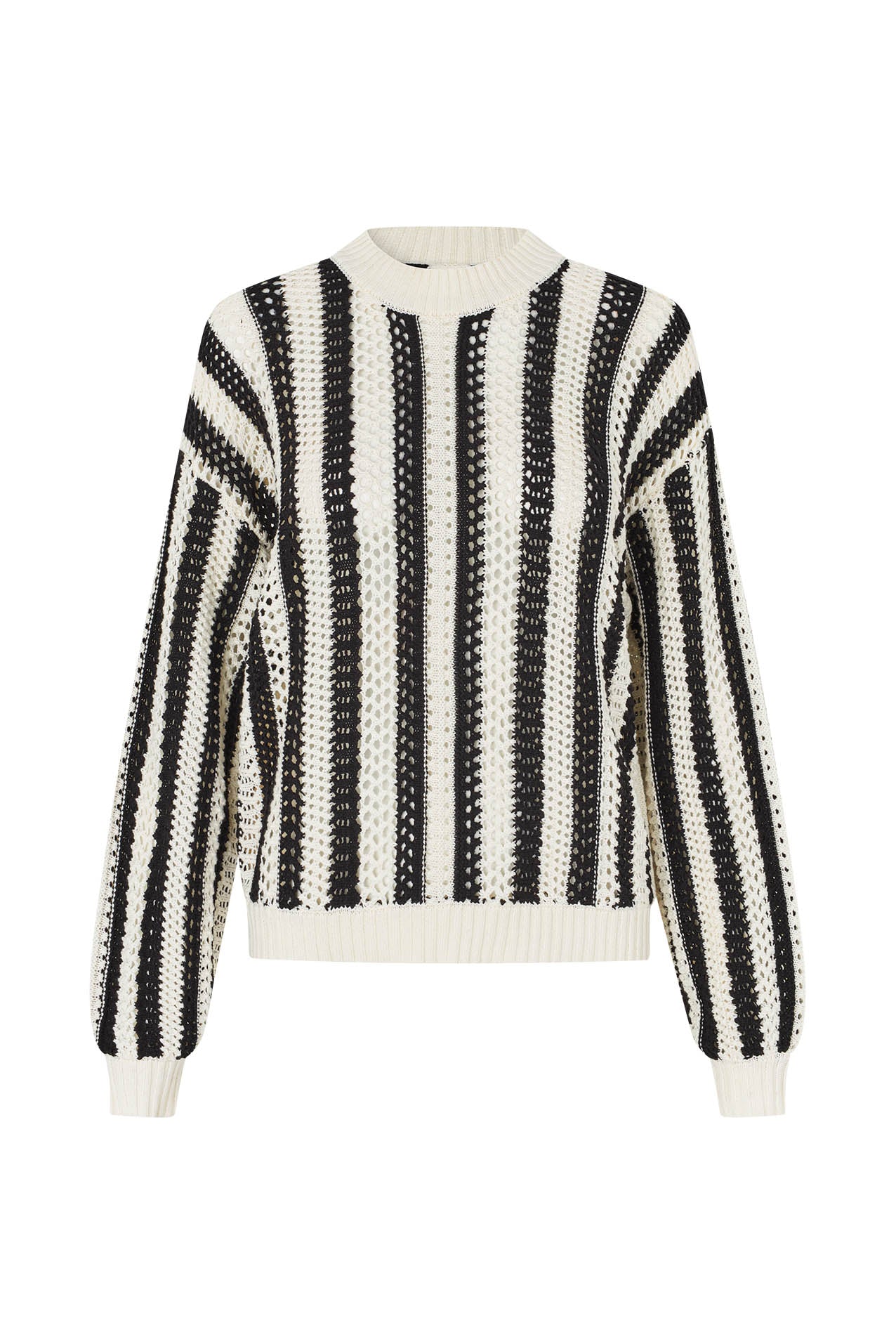 Pulli in Häkeloptik von Lollys Laundry schwarz-weiß