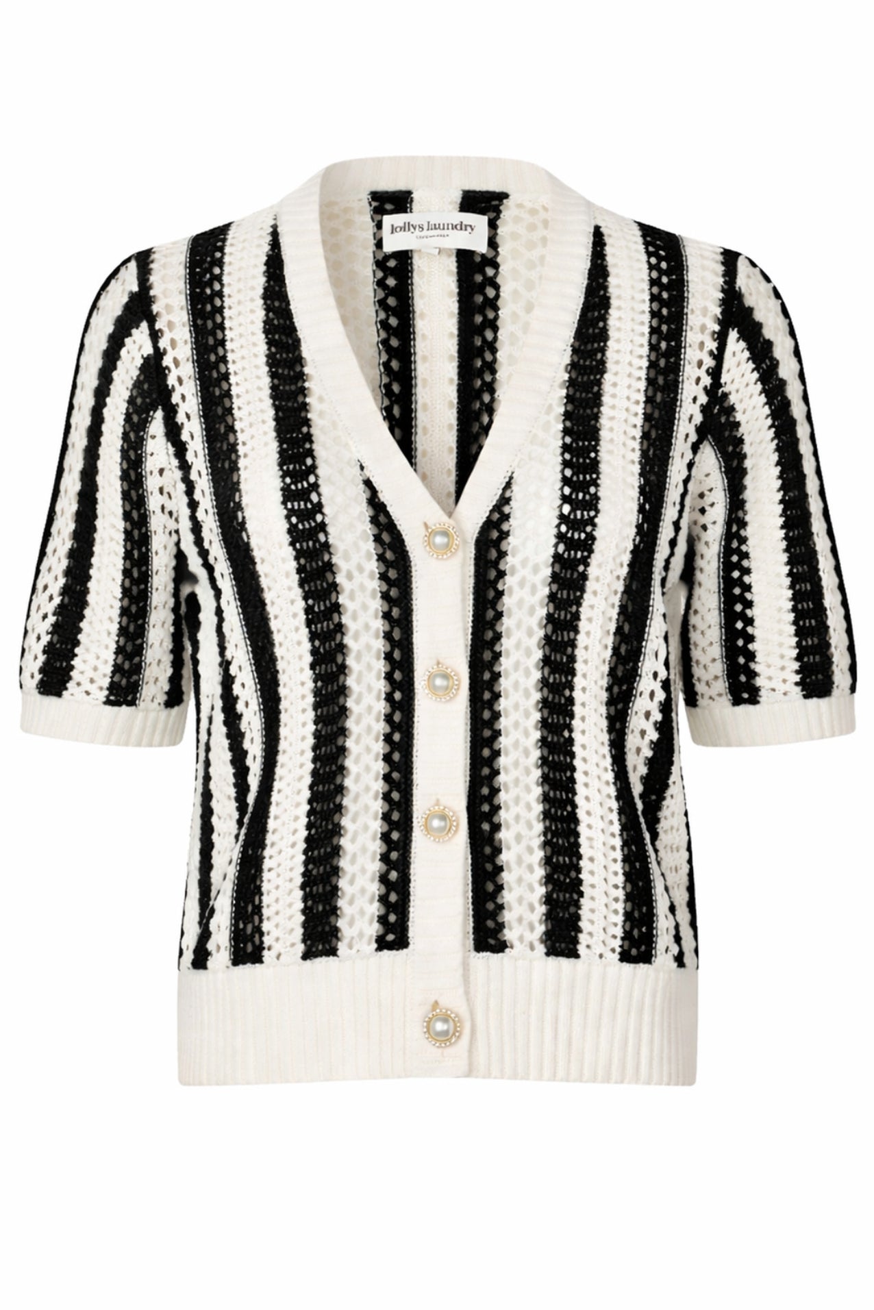 Strickjacke in Häkeloptik von Lollys Laundry  – schwarz weiss