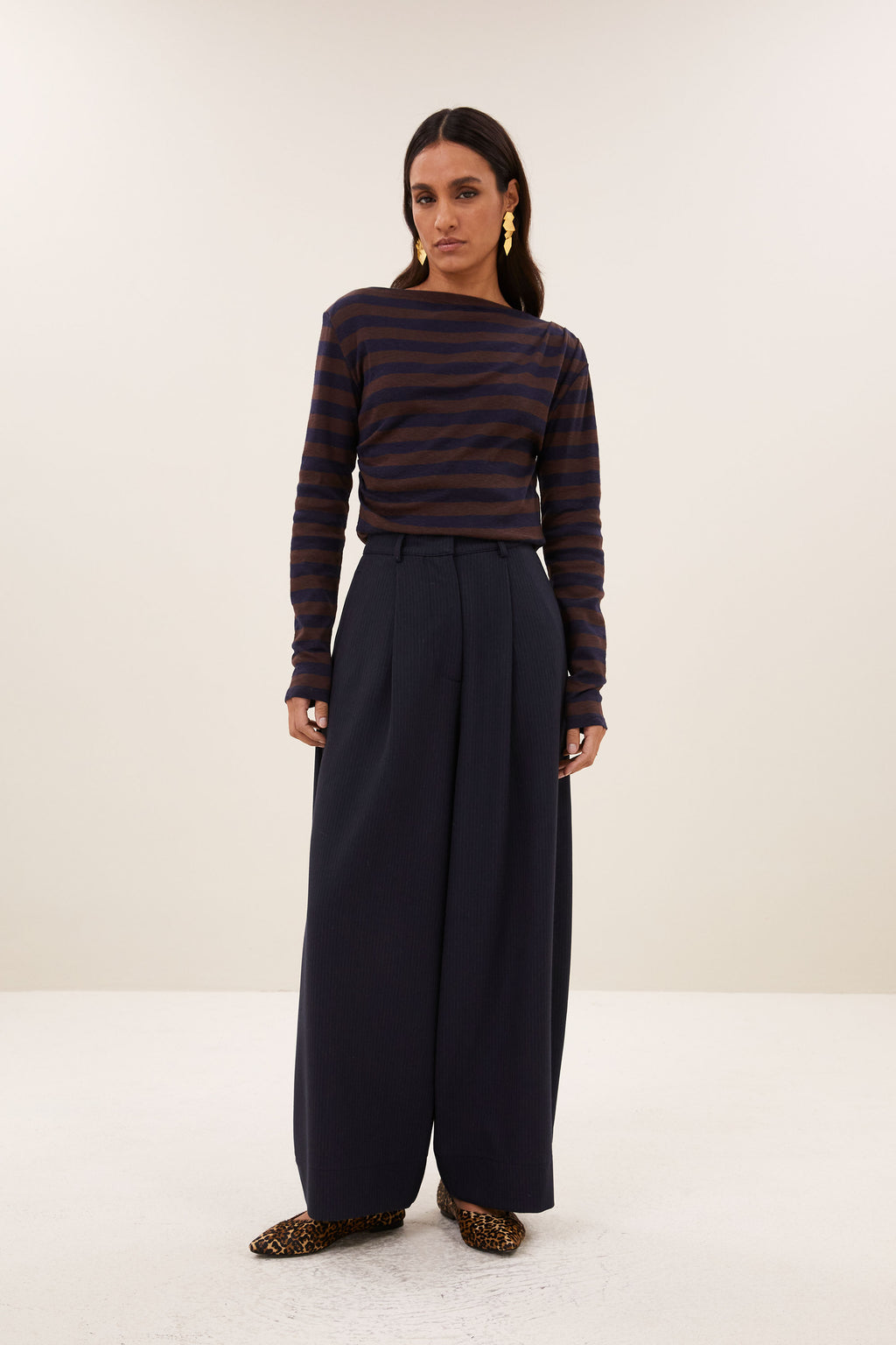 by-bar Leya Big Stripe Top – coffee bean
