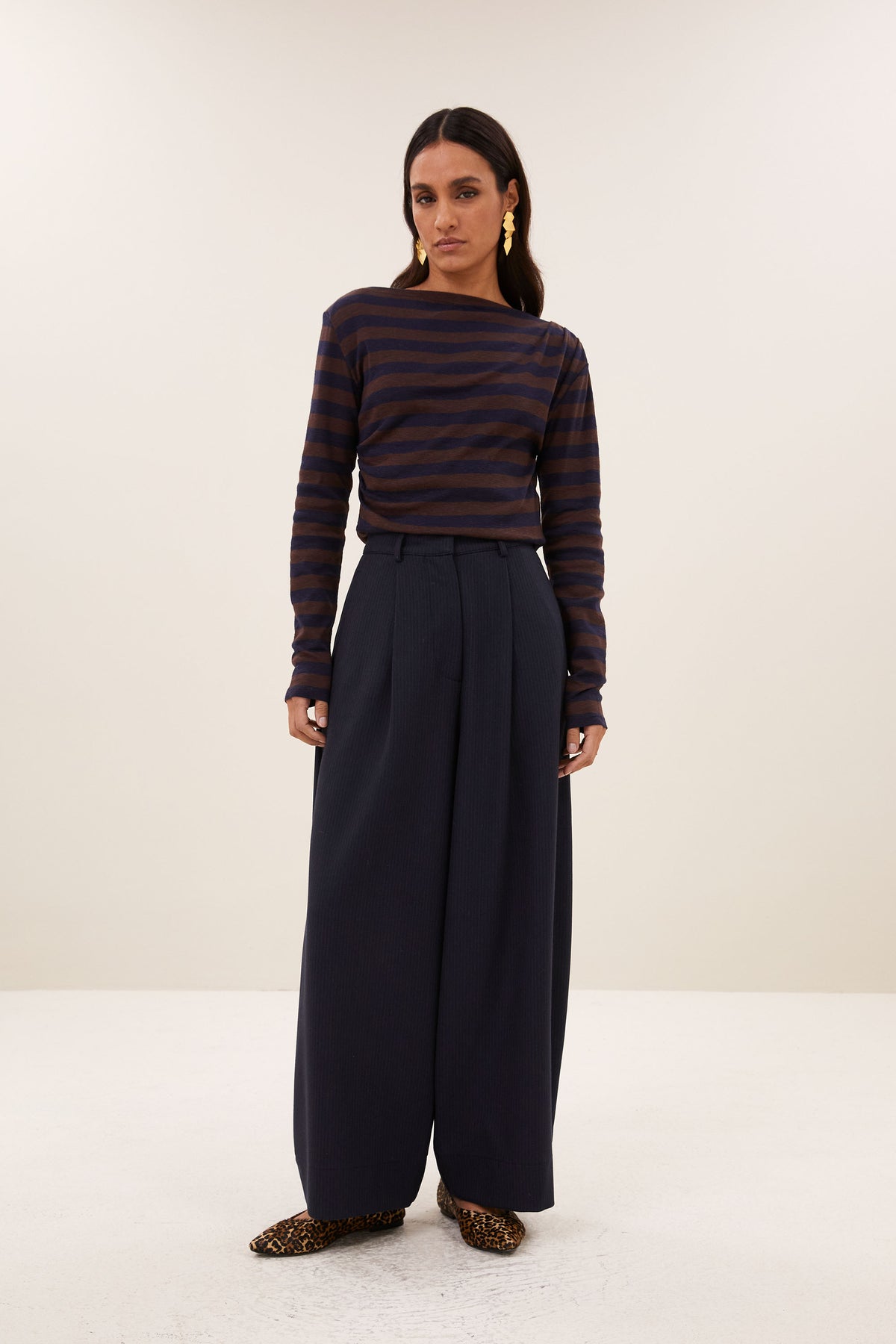 by-bar Leya Big Stripe Top – coffee bean