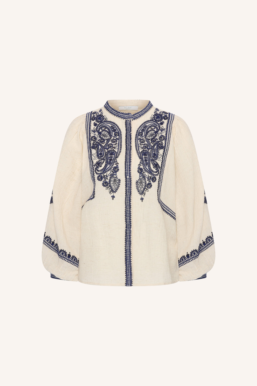 by-bar Senne Embroidery Bluse – sand