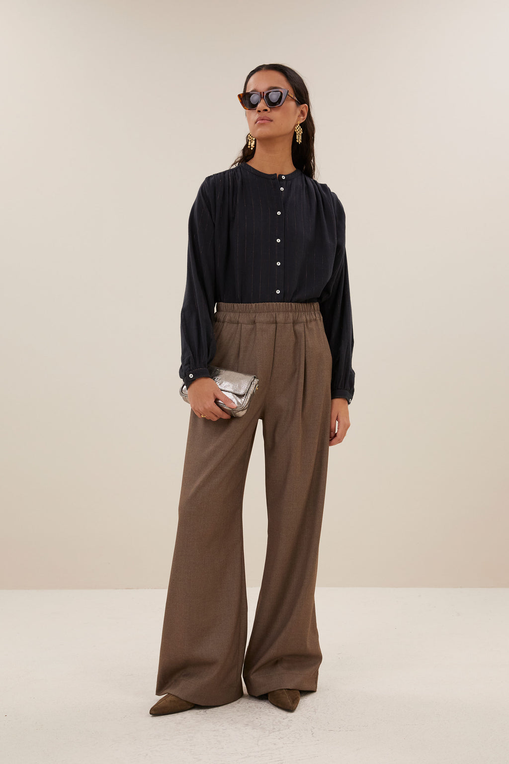 by-bar Nyka Lurex Bluse – midnight lurex stripe