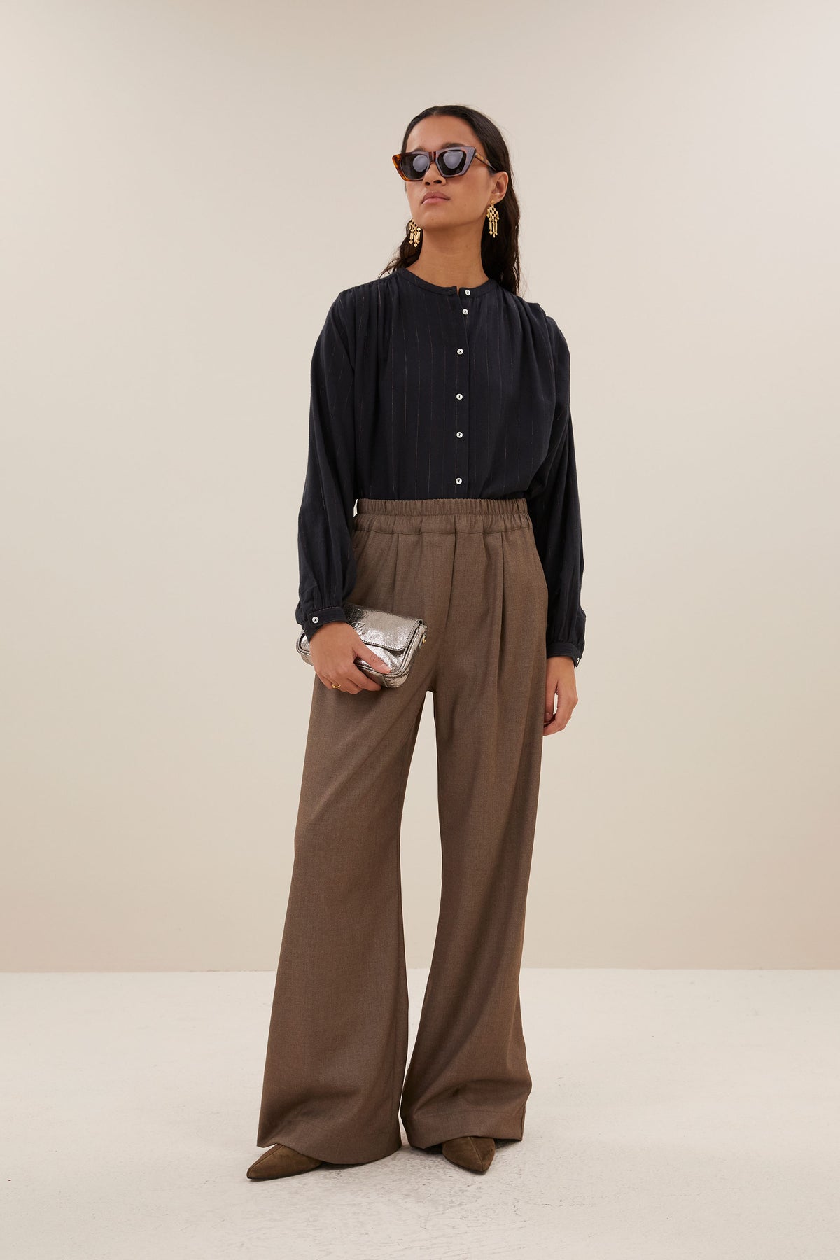 by-bar Nyka Lurex Bluse – midnight lurex stripe