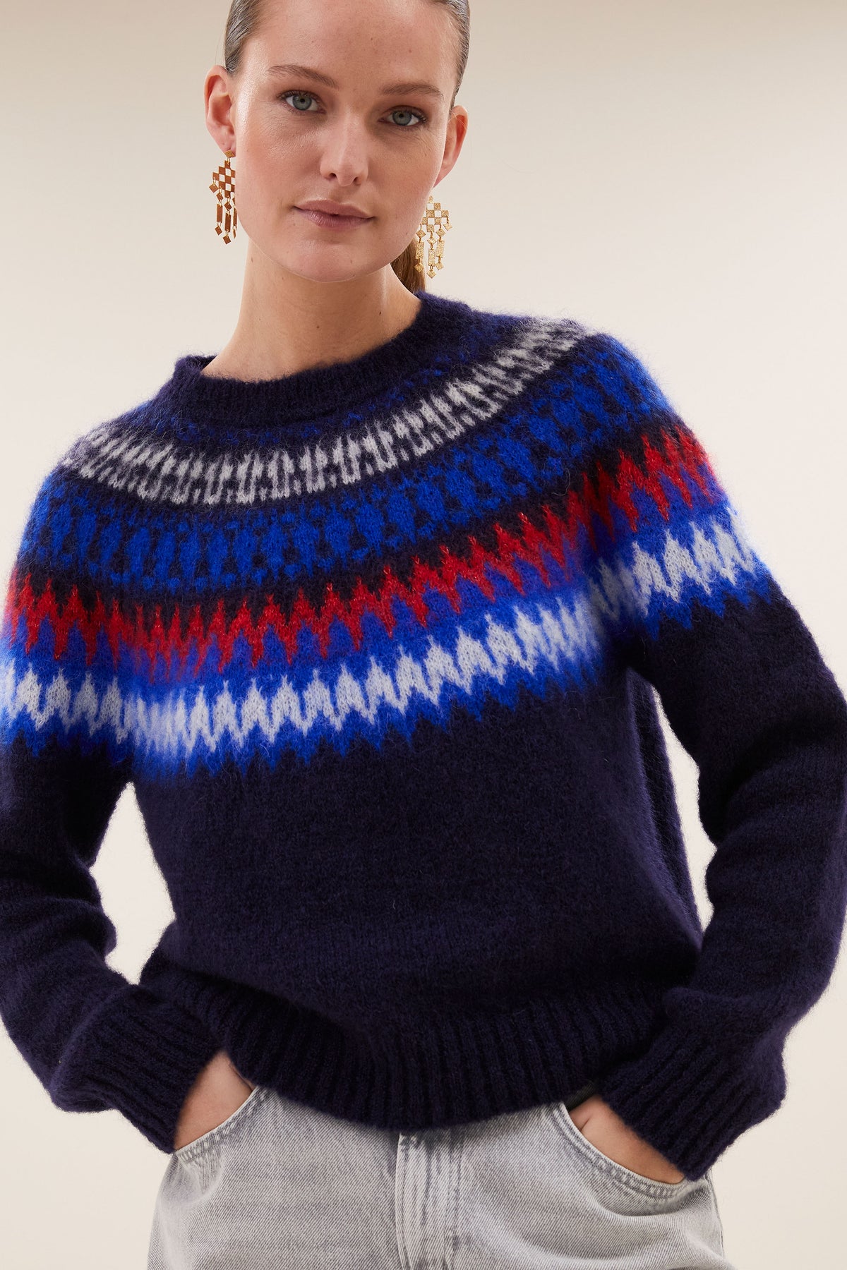 by-bar Jackie Norweger Pullover – midnight