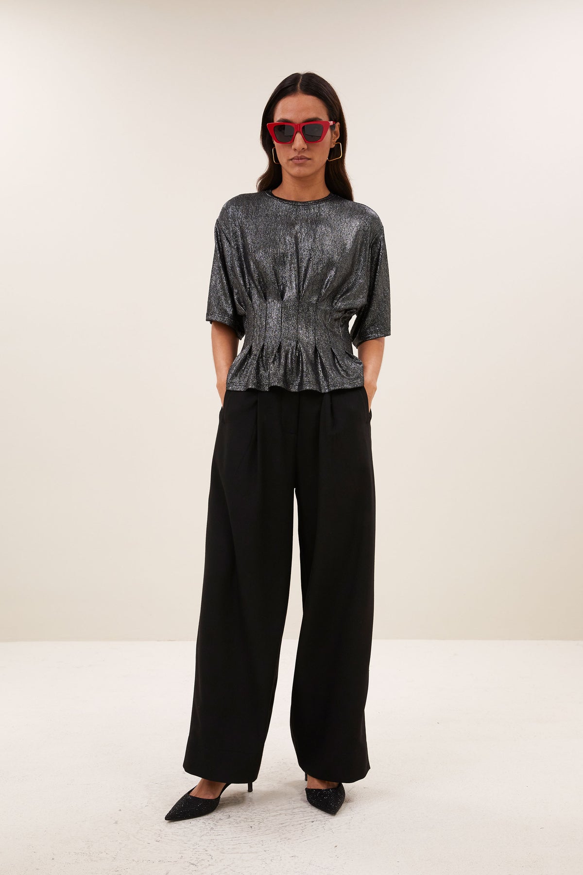 by-bar Jule Herringbone Pants – schwarz