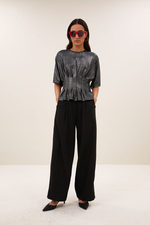 by-bar Jule Herringbone Pants – schwarz