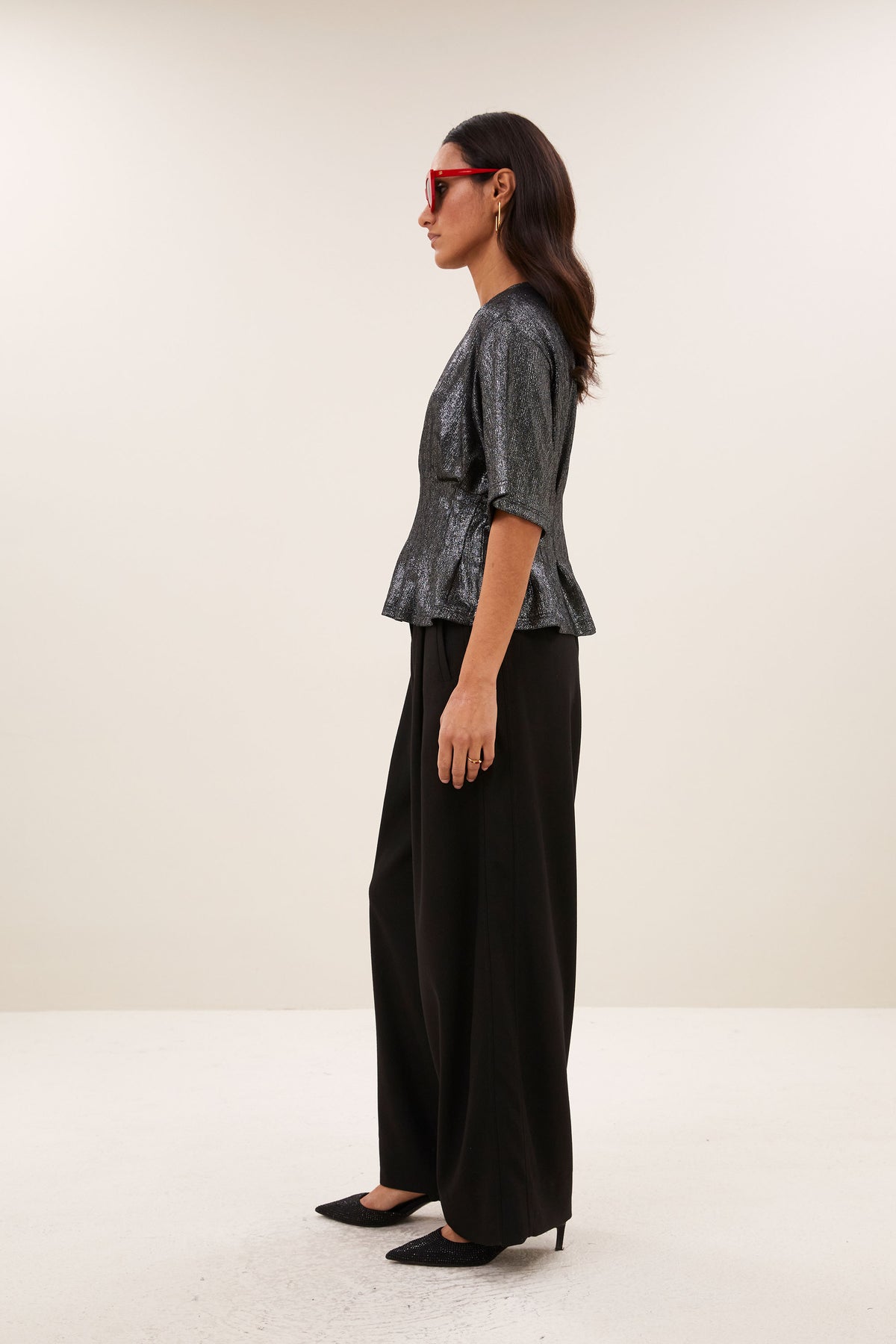 by-bar Jule Herringbone Pants – schwarz