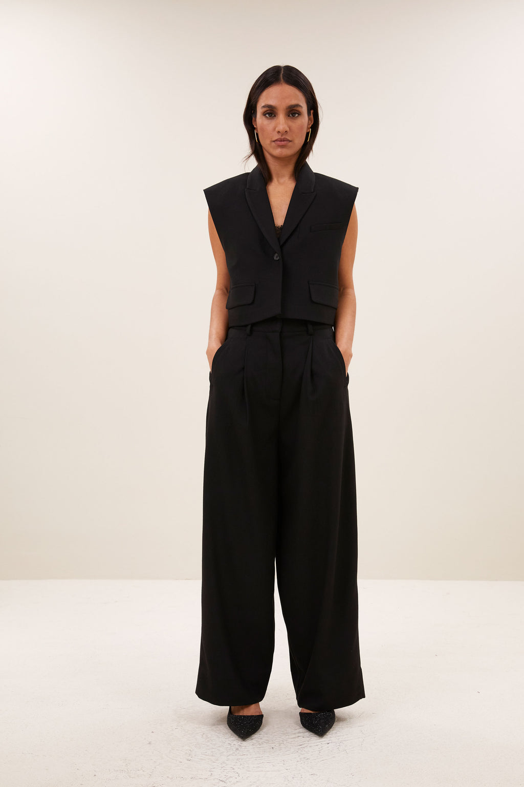 by-bar Jule Herringbone Pants – schwarz