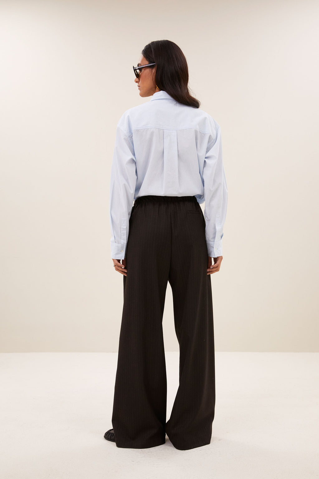 by-bar Pelle Pinstripe Hose– brown pinstripe