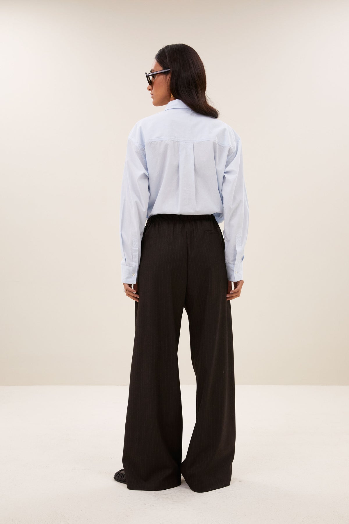 by-bar Pelle Pinstripe Hose– brown pinstripe