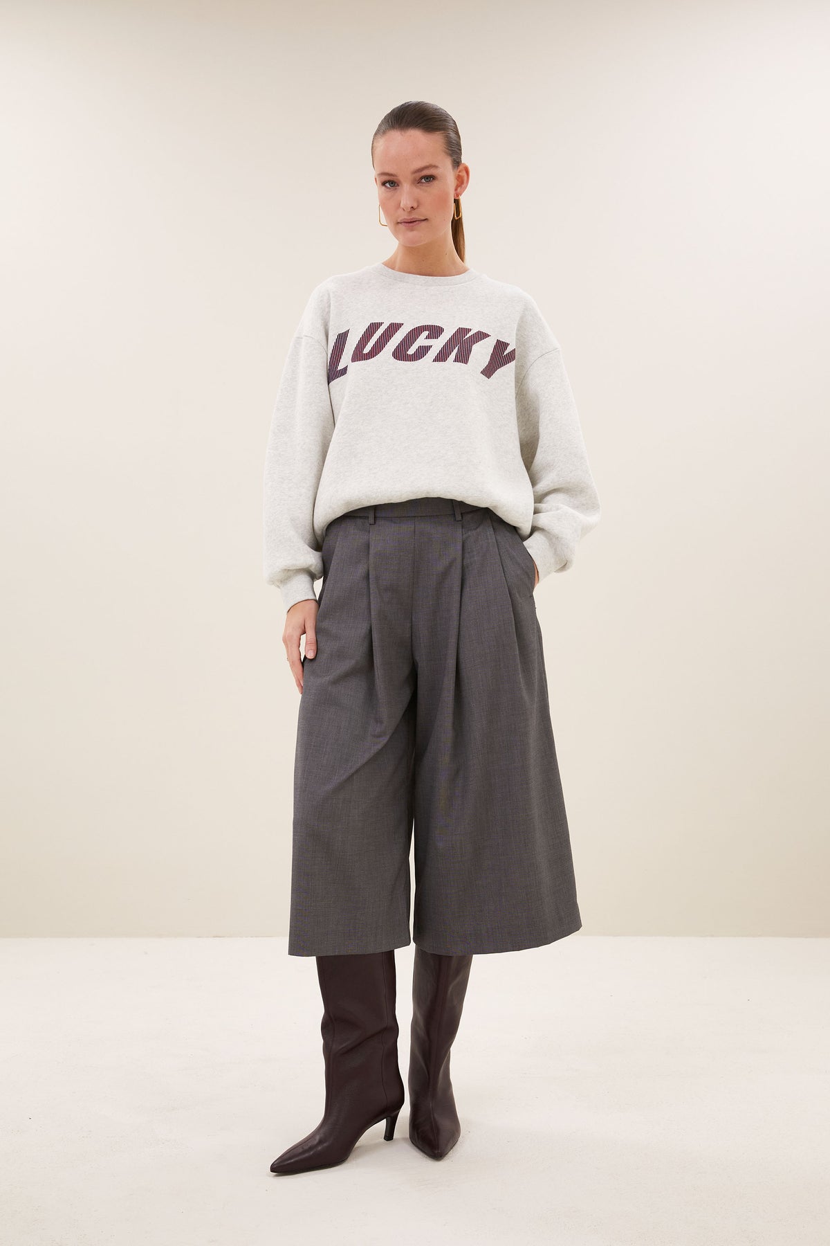 by-bar Lili Speed Sweater – LUCKY hellgrau melange
