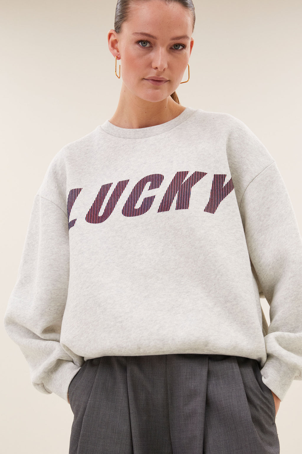 by-bar Lili Speed Sweater – LUCKY hellgrau melange