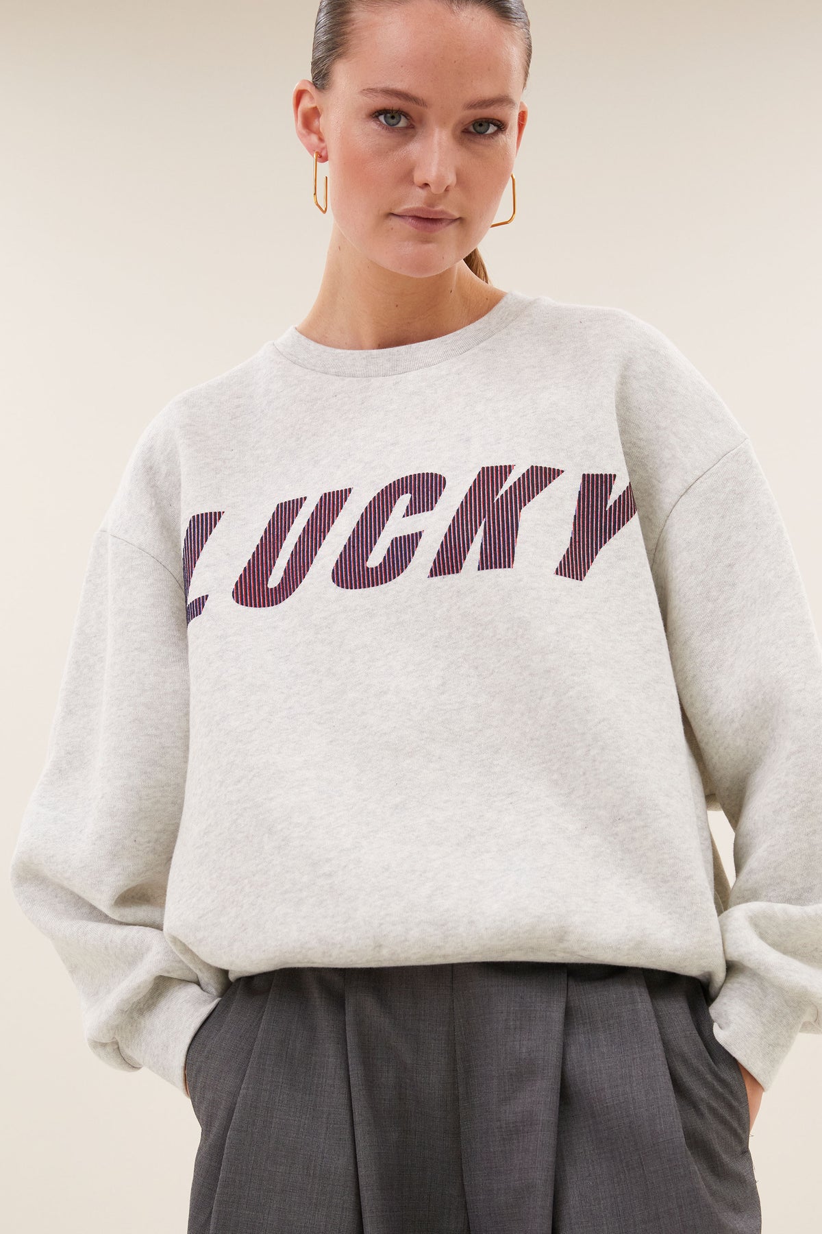 by-bar Lili Speed Sweater – LUCKY hellgrau melange