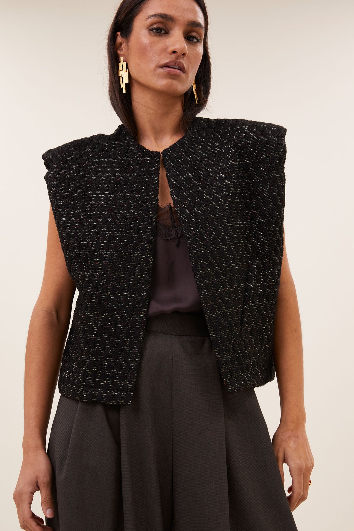 by-bar Milo Sparkle Gilet – schwarz