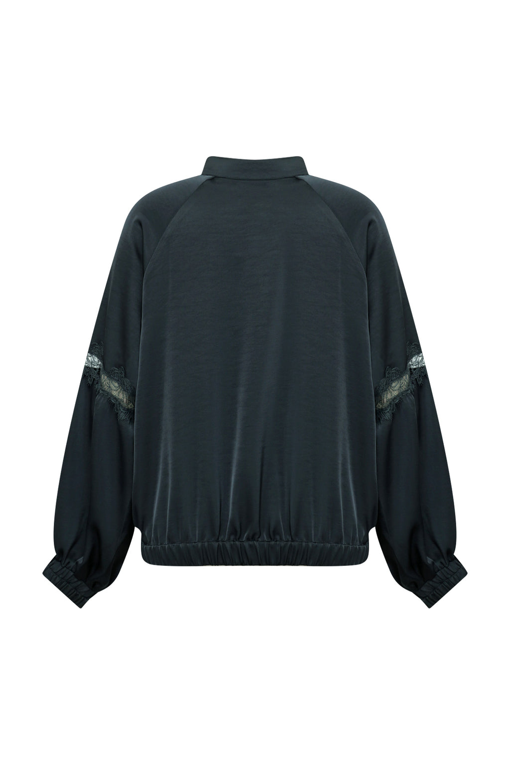 Satin  Jacke – Washed Black mit Spitze und Cutouts von Lollys Loundry
