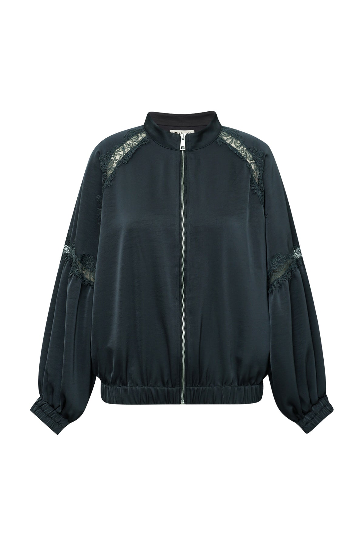 Satin  Jacke – Washed Black mit Spitze und Cutouts von Lollys Loundry