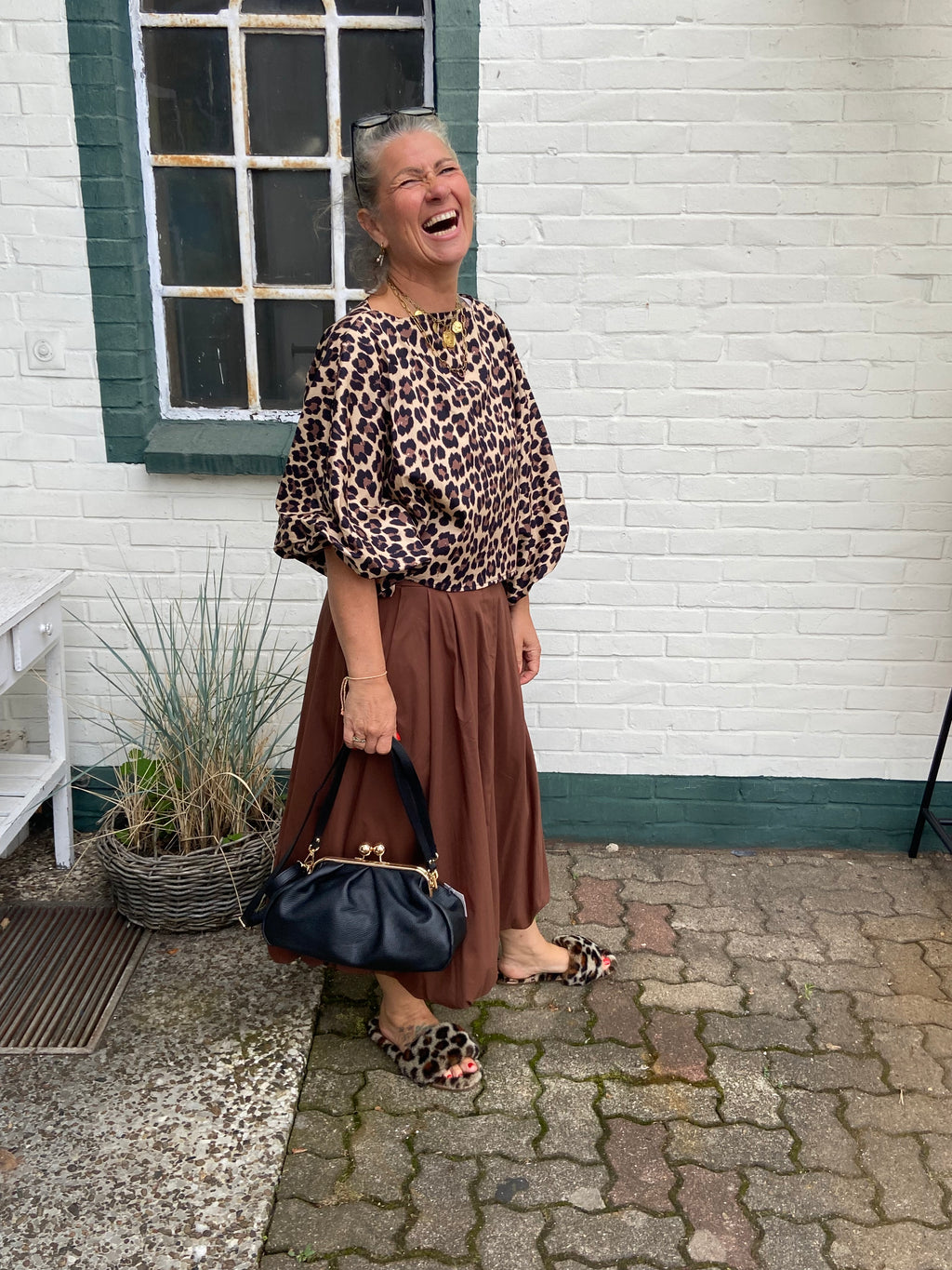 Bluse Leo mit Ballon Ärmeln 🐆 Onesize