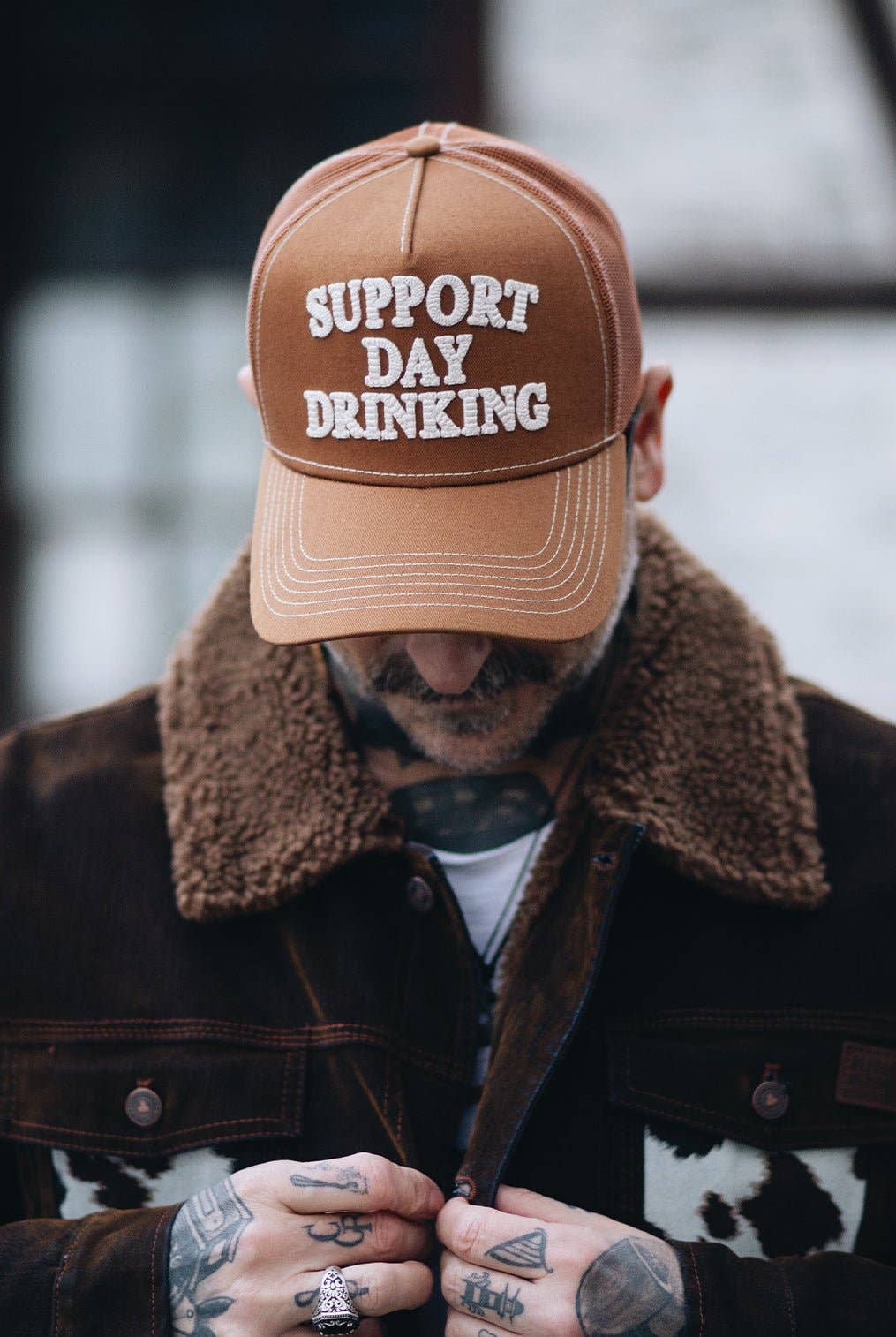 Trucker Cap 'Support Day Drinking' in Braun