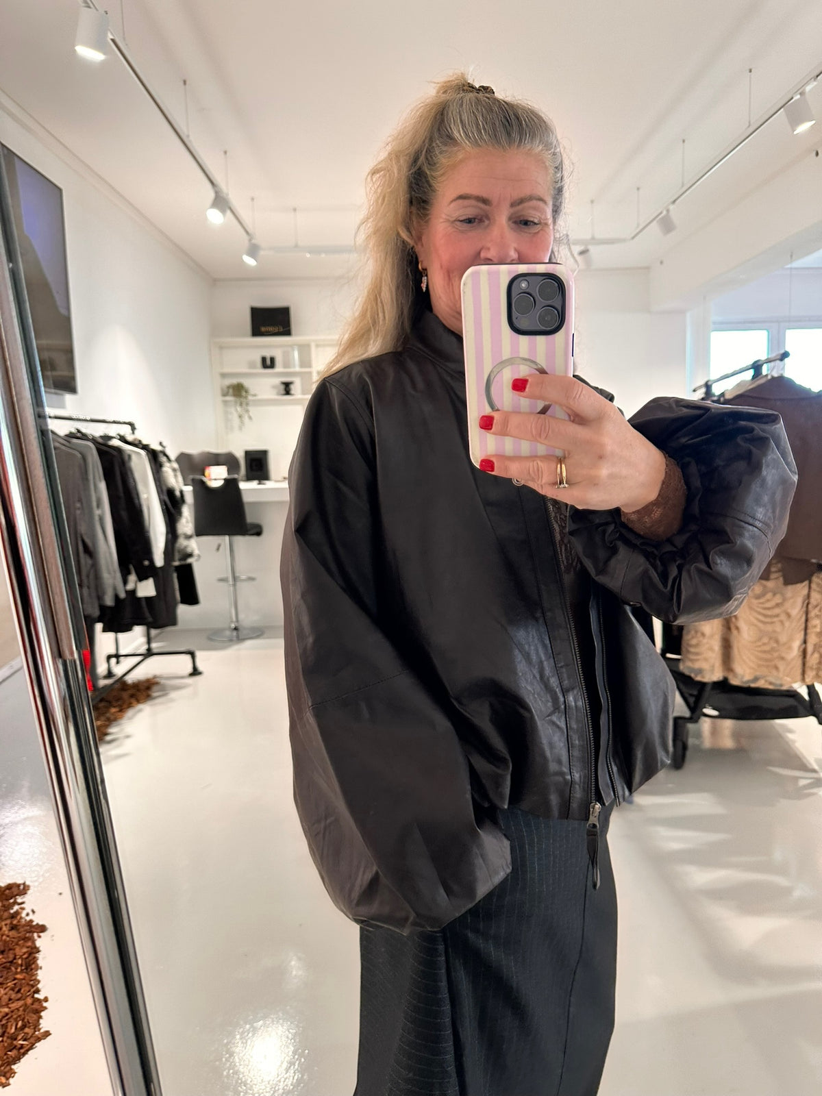NOEN Jacke Bomber / Blazer - Dunkelgrau Nadelstreifen