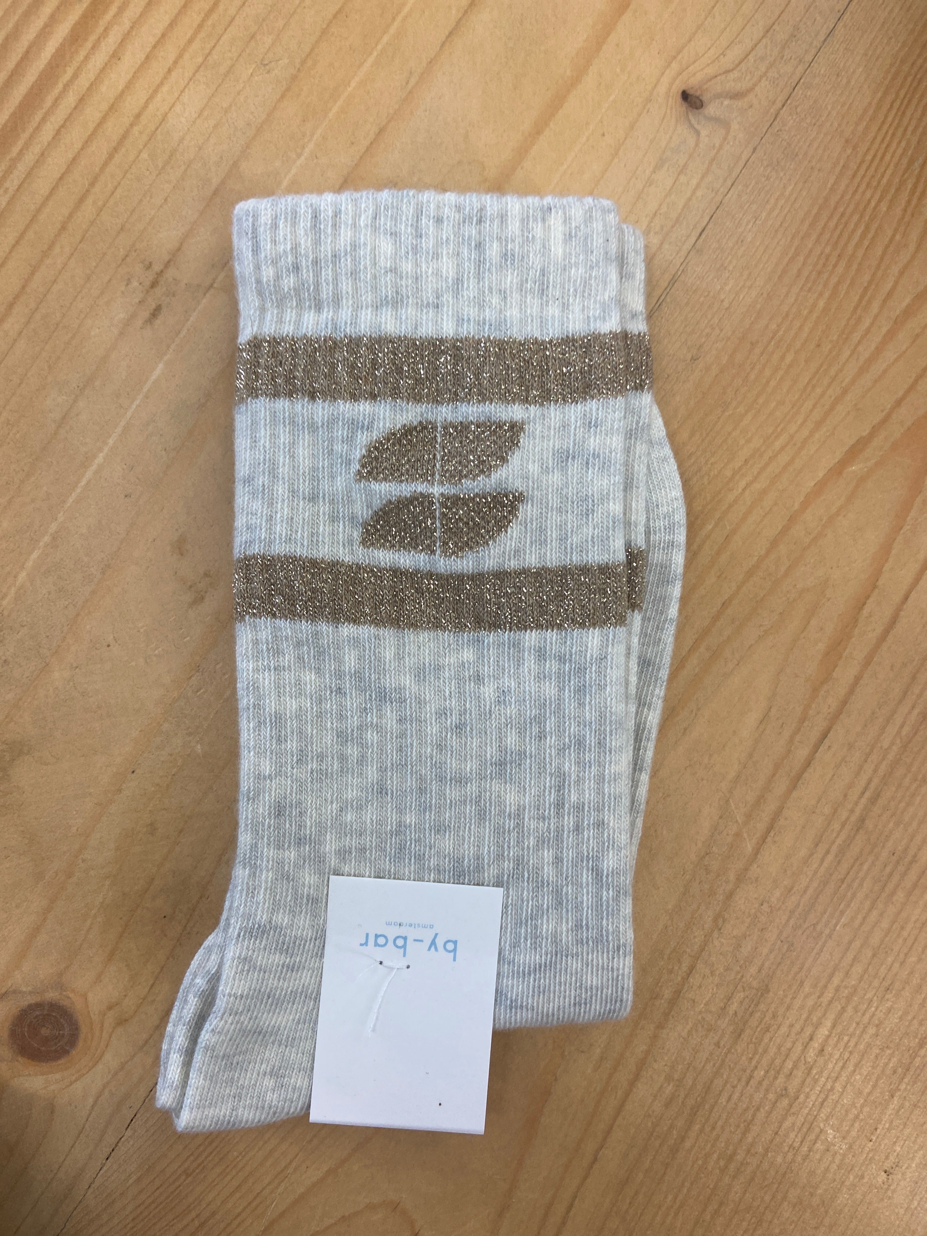 by-bar Logo Sparkle Grey Socks