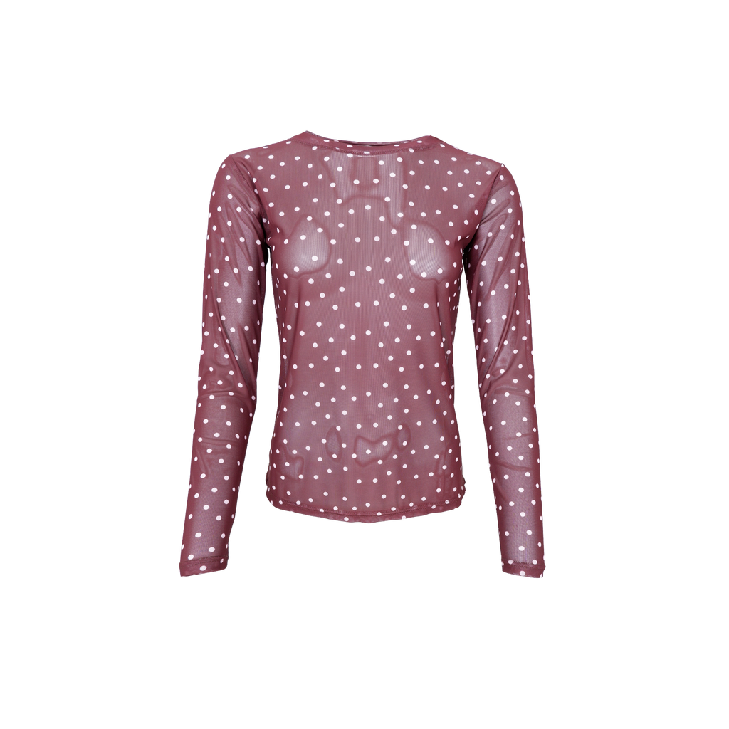Black Colour Annie Mesh Shirt  – Plum Dot Pflaume gepunktet