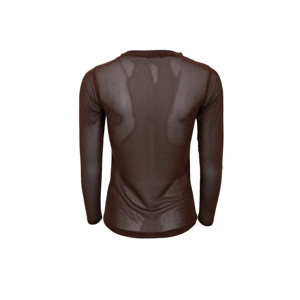 Black Colour BCJessie Mesh Blouse – Coffee