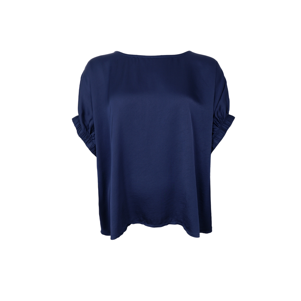 Black Colour Satinbluse – Dark Blue