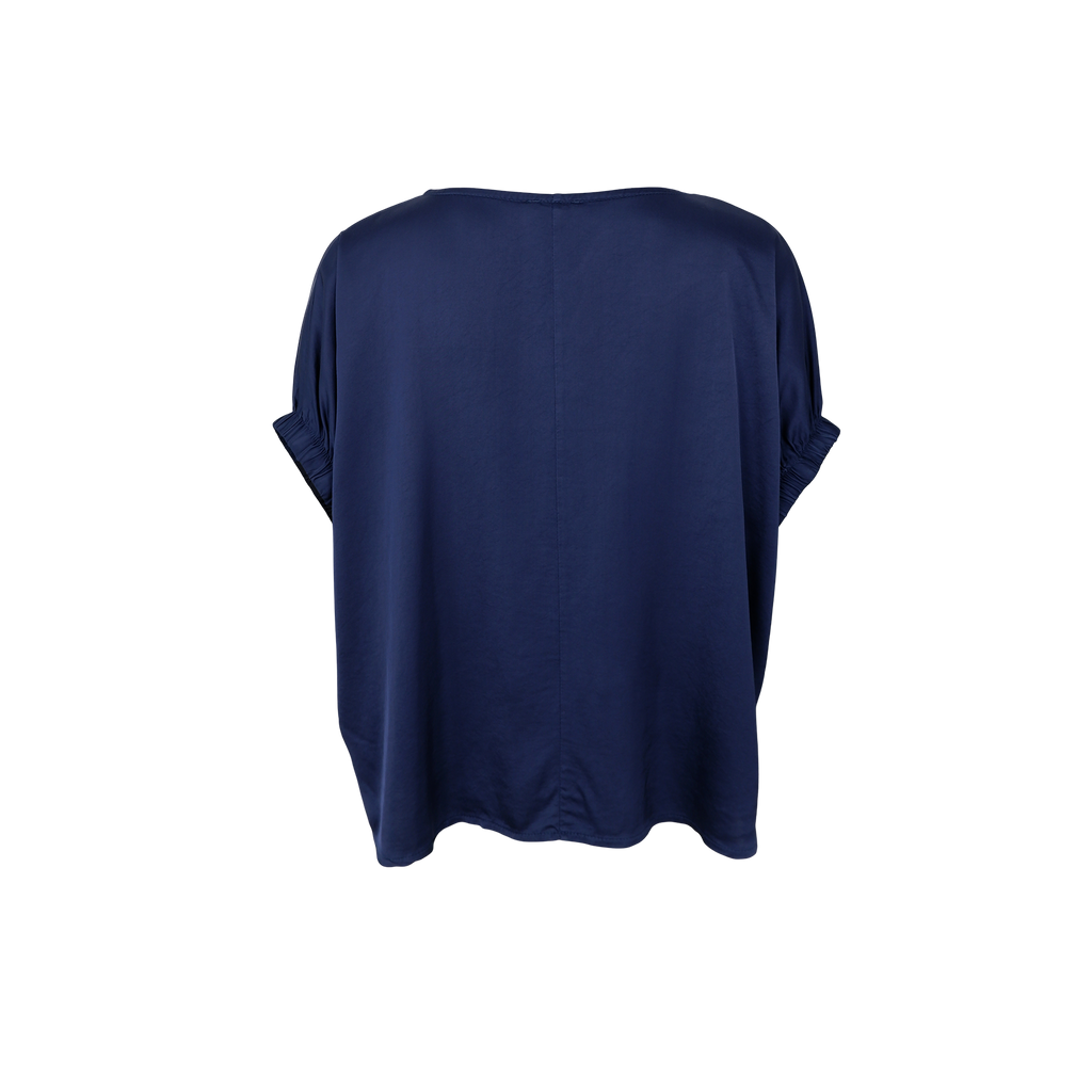 Black Colour Satinbluse – Dark Blue