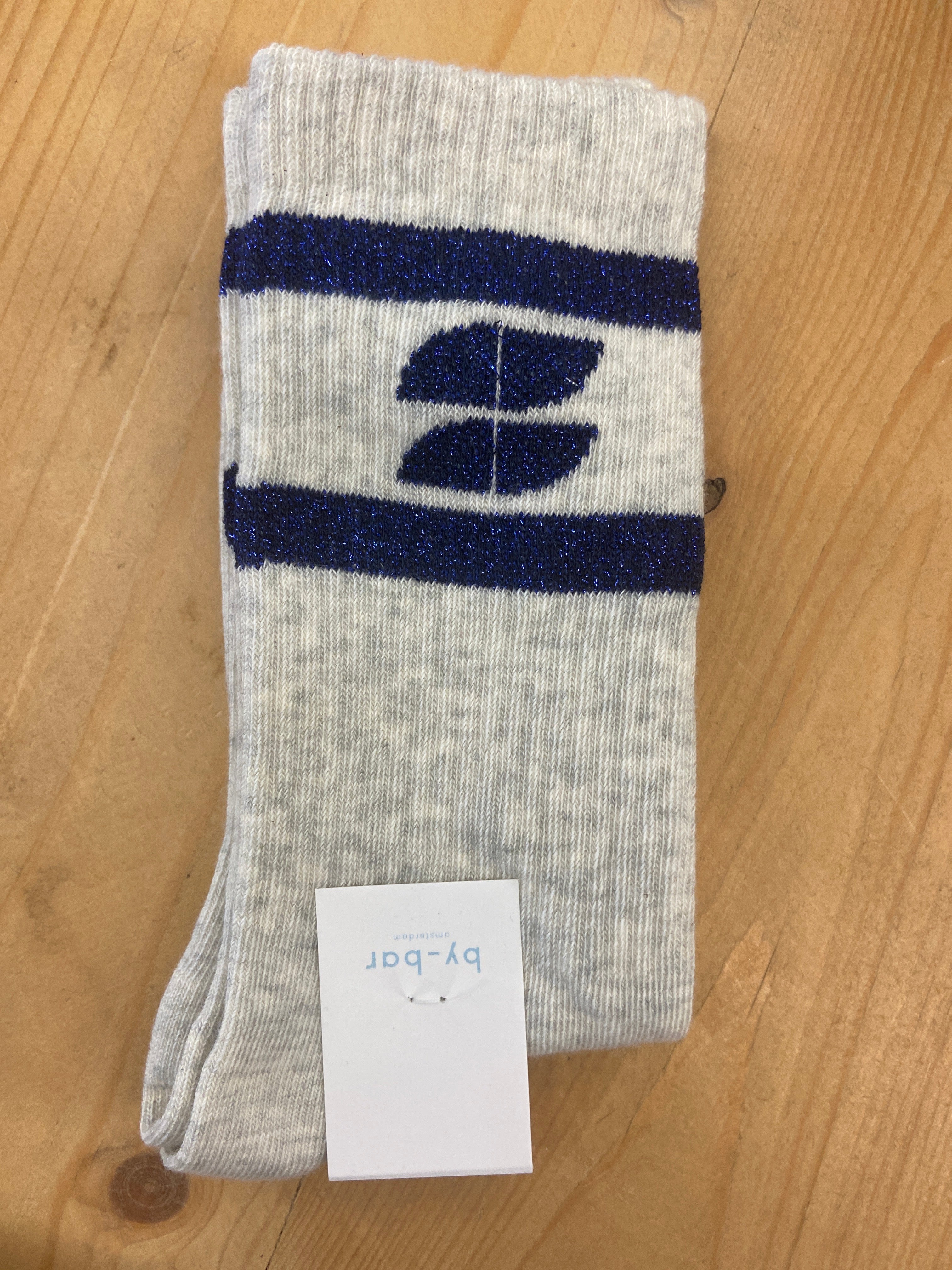 by-bar Logo Sparkle Grey Socks