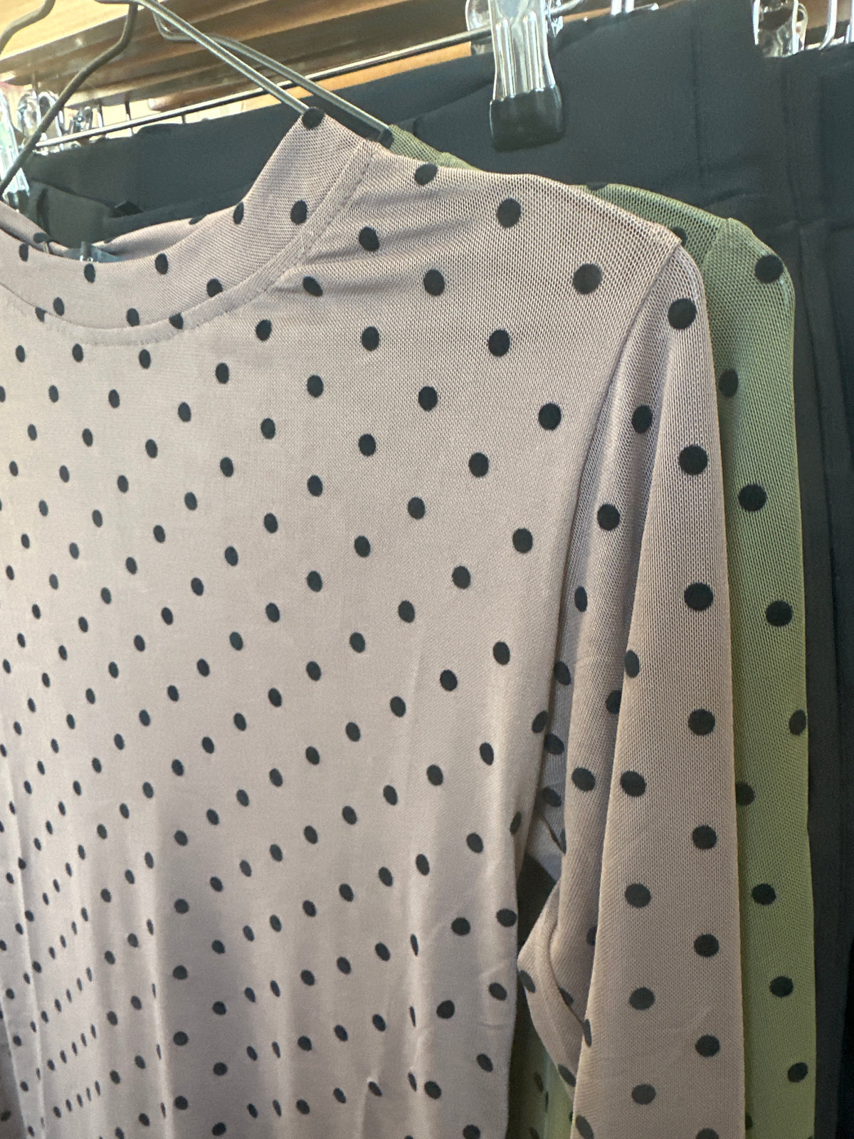 Black Colour Dotted Mesh Blouse