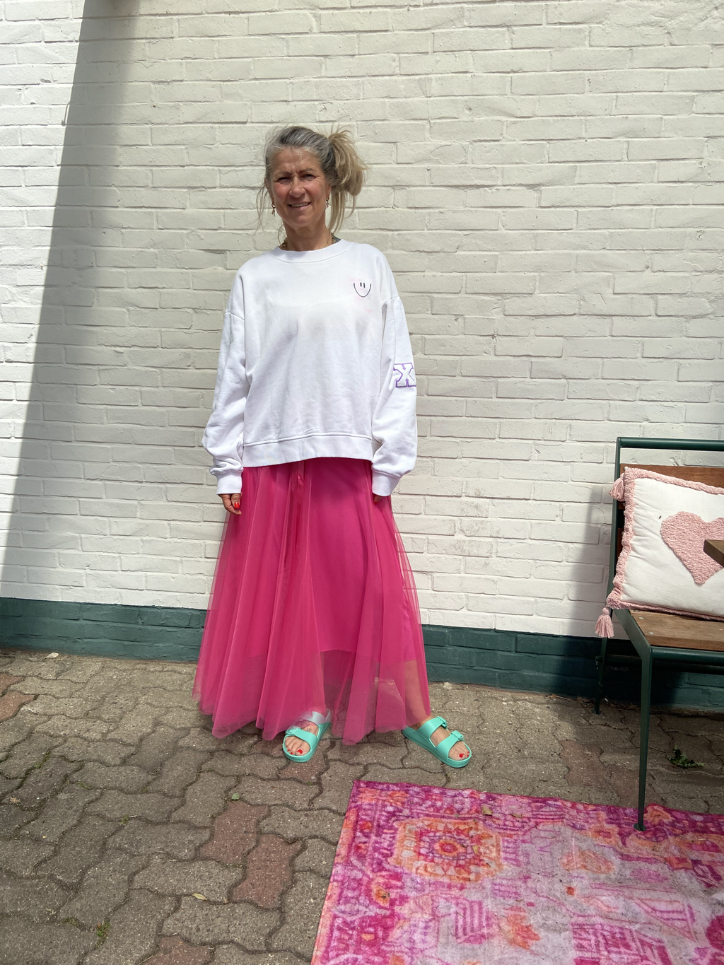 Statement-Sweater „Too Gucci for Your Problem“ – Weiß 3XL