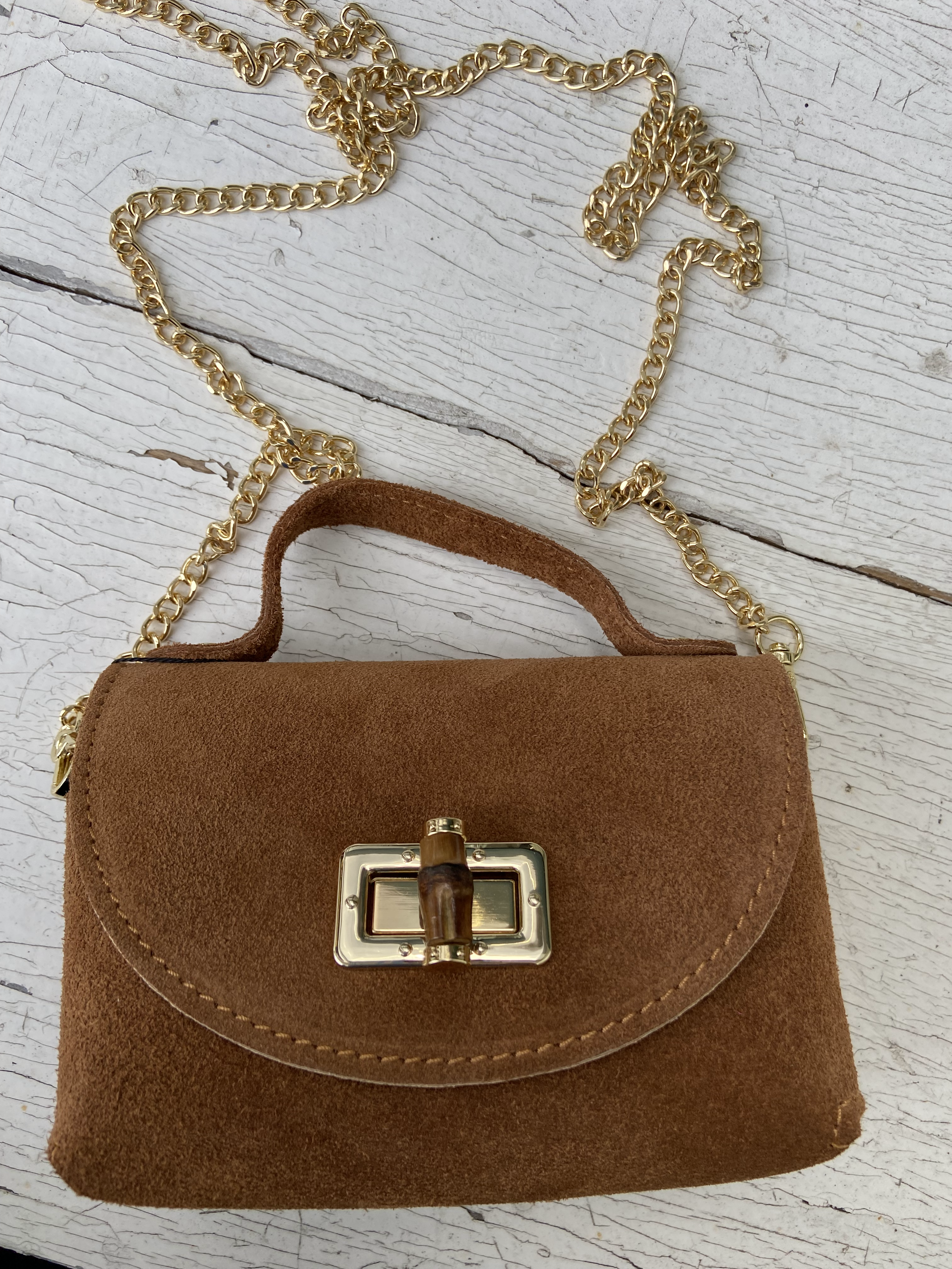 Echtleder-Tasche mit Goldkette – 3 Varianten