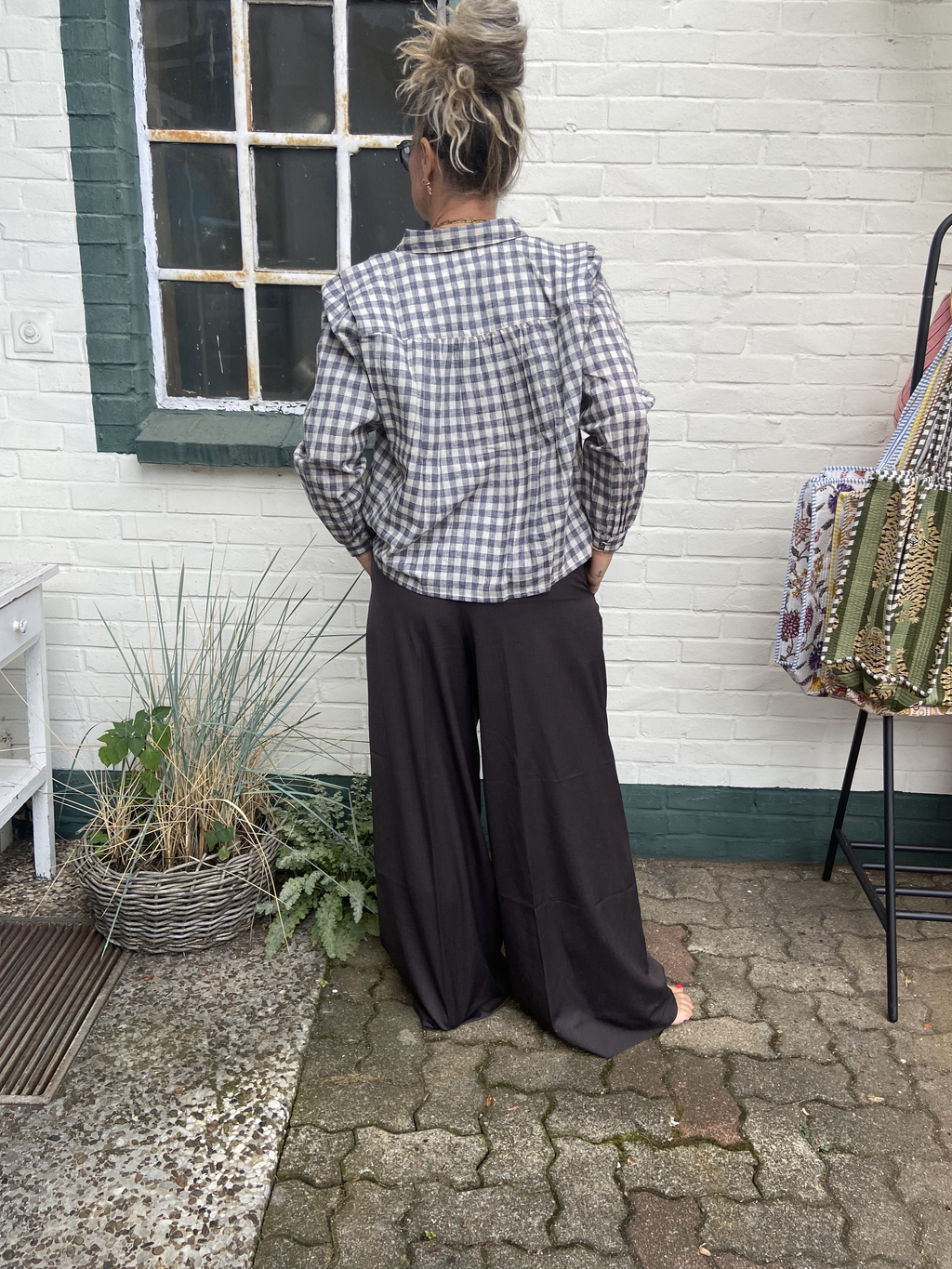by-bar Maia Check Blouse – ash grey check