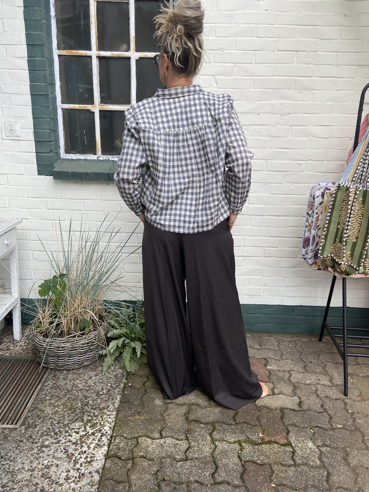 by-bar Maia Check Blouse – ash grey check