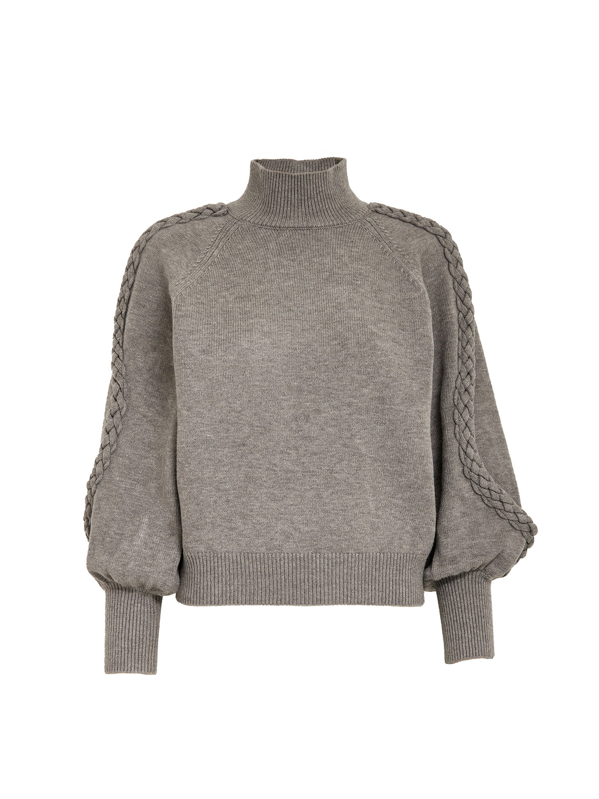 Minus Vera High Neck Strickpullover – Frostgrau