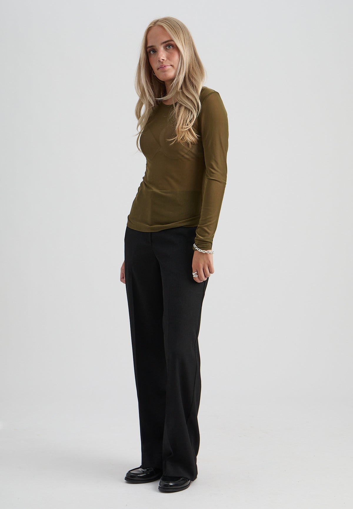 Minus MSDajana Mesh Long Sleeve Top – Khaki