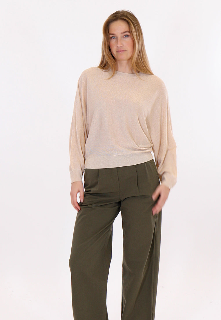 Minus Dana Metallic Bat Sleeve Pullover – Medal gold Metallic