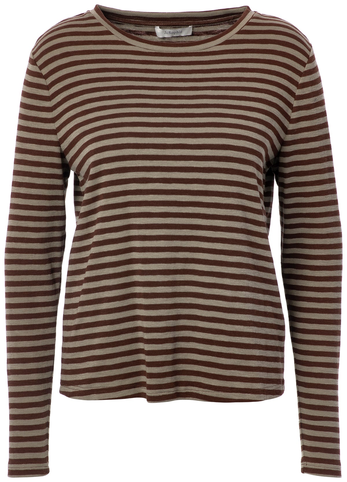 JcSophie Prisca T-Shirt – Braun/Salbei gestreift