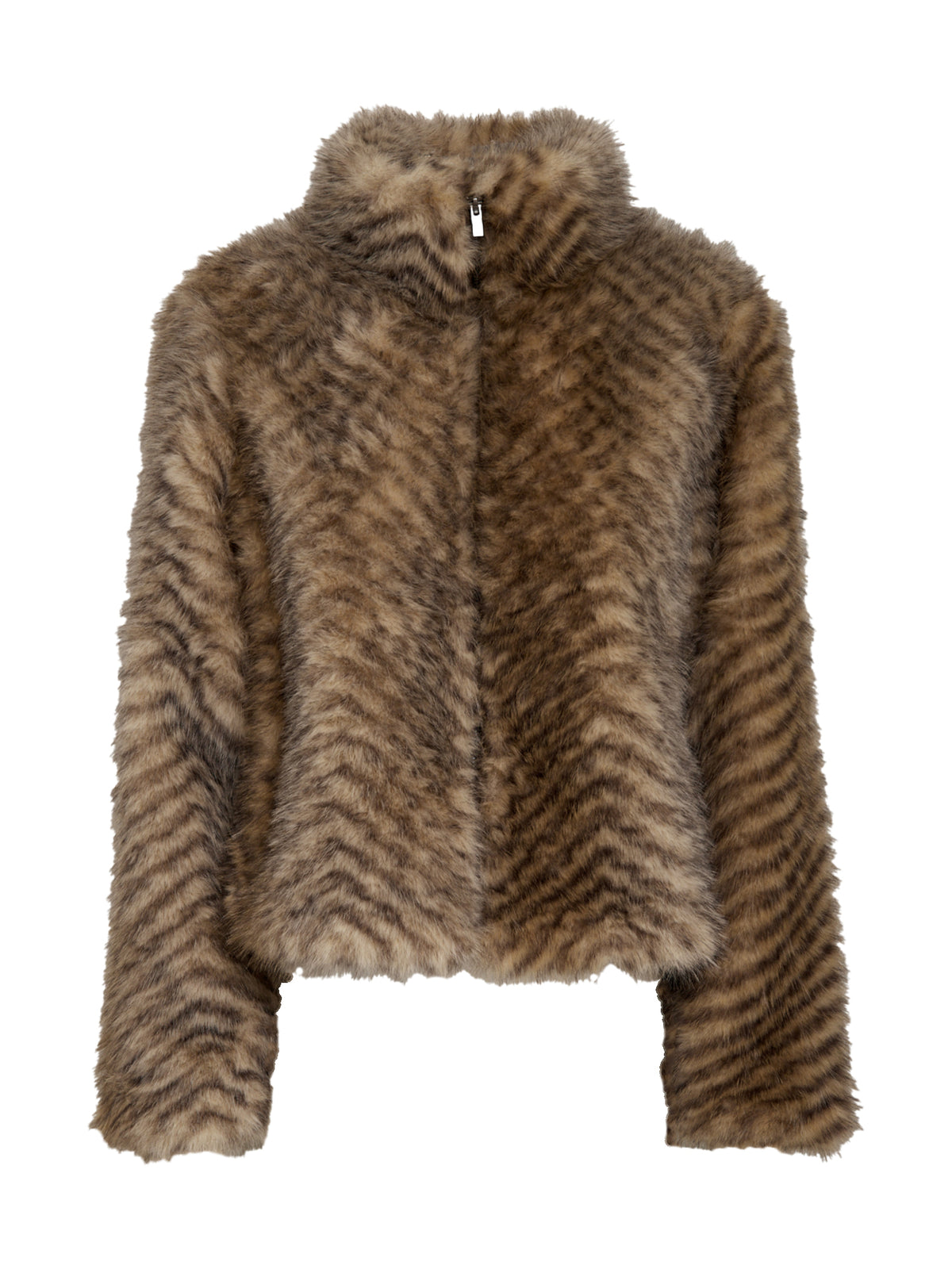 Peppercorn Peggy Faux Fur Jacket – Fossil Brown