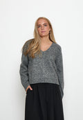 Peppercorn Tirna RWS V-neck Pullover – Grau Melange