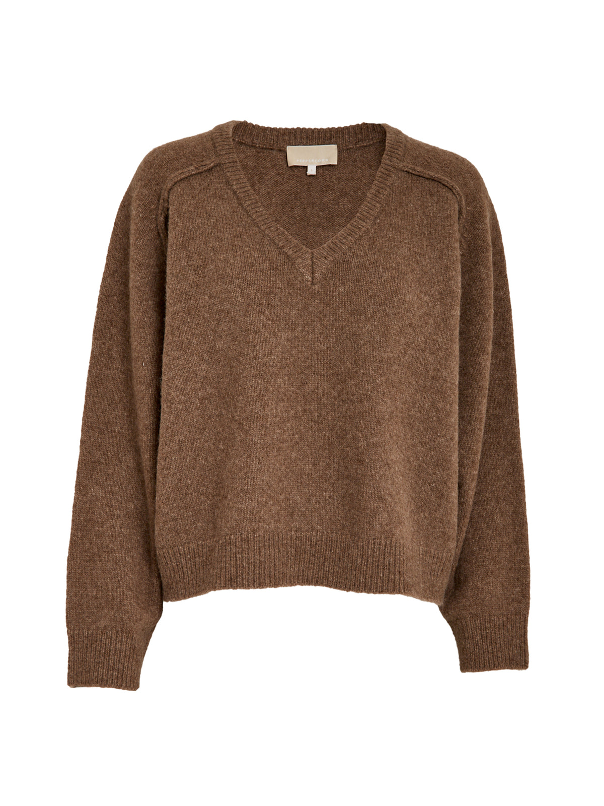 Peppercorn Tirna RWS V-neck Pullover – Walnut Melange