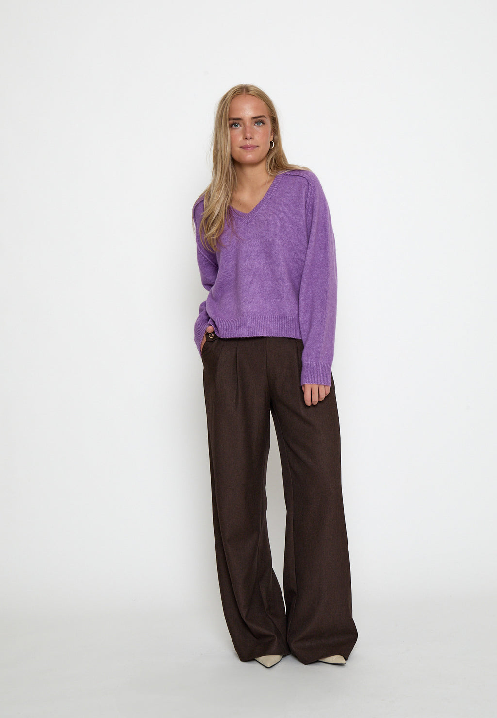 Peppercorn Tirna RWS V-neck Pullover – Bellflower melange