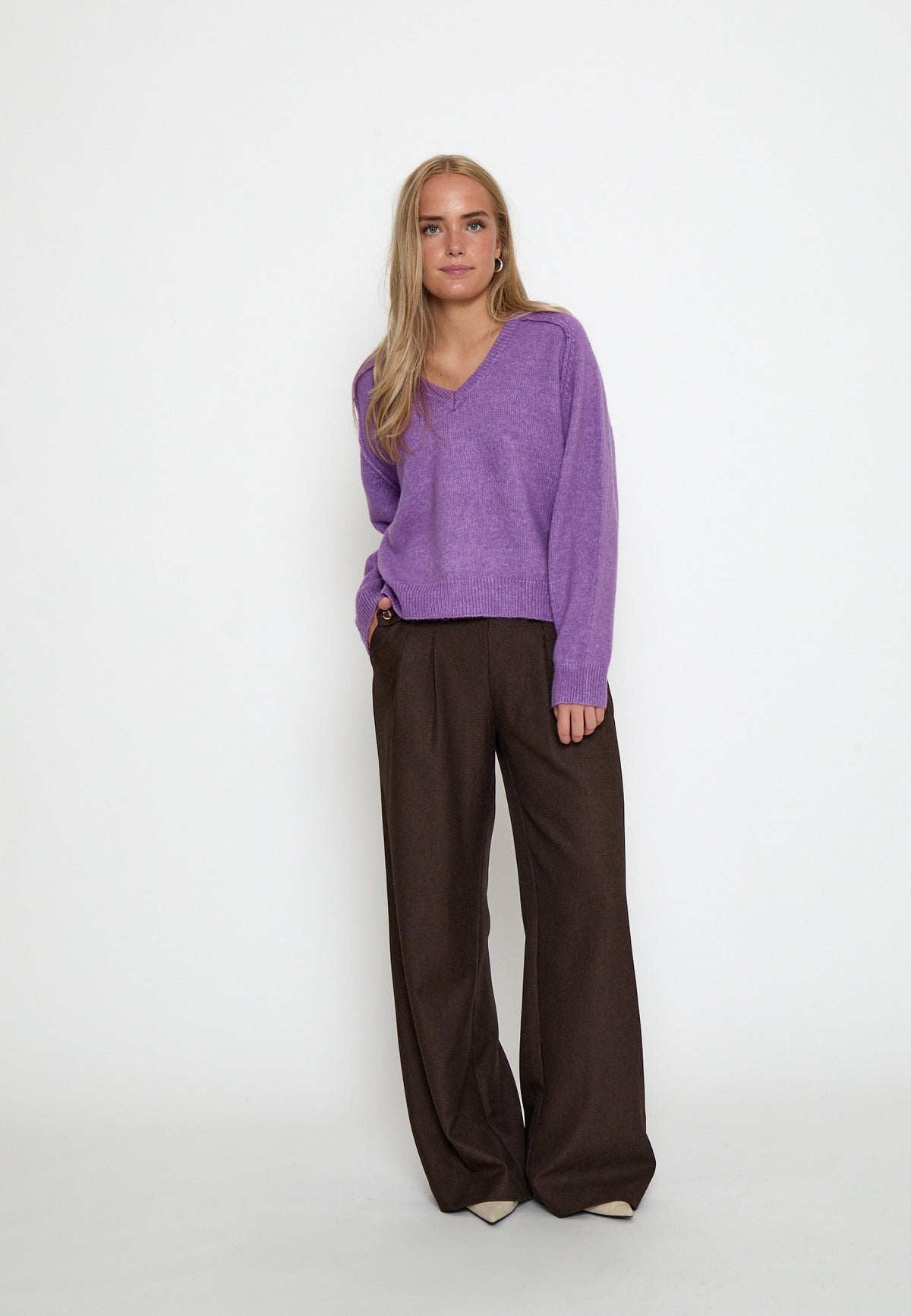 Peppercorn Tirna RWS V-neck Pullover – Bellflower melange